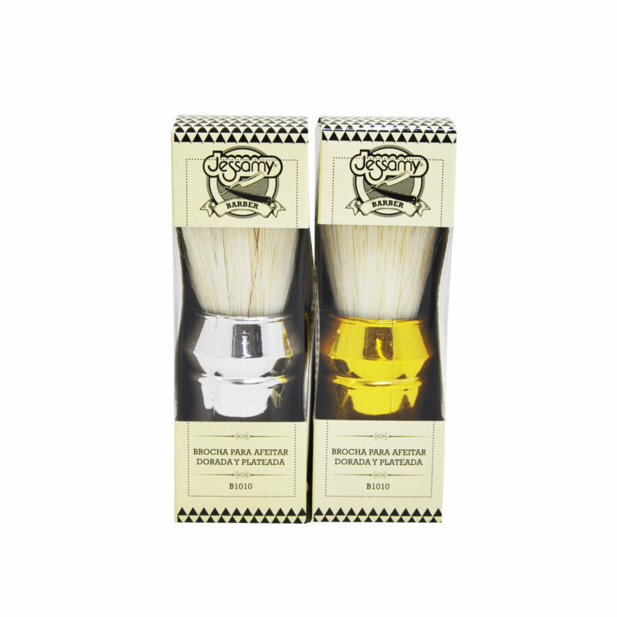 BROCHA P/AFEITAR DORADA/PLATEADA PREMIUM (B1010) - Imagen 1